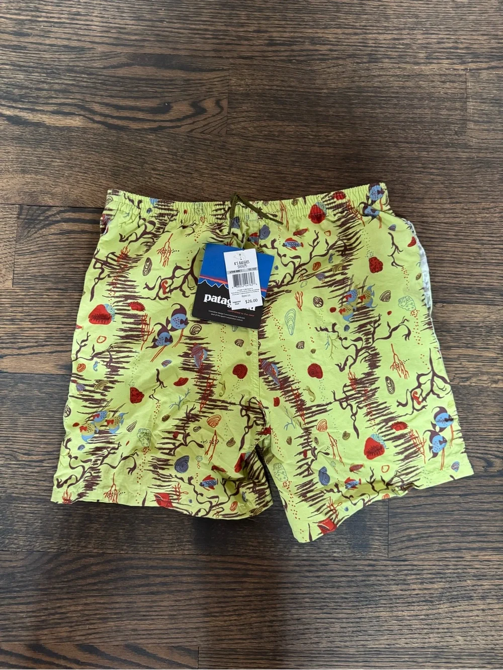Patagonia Kids Lime Green Patterned Swim Trunks
